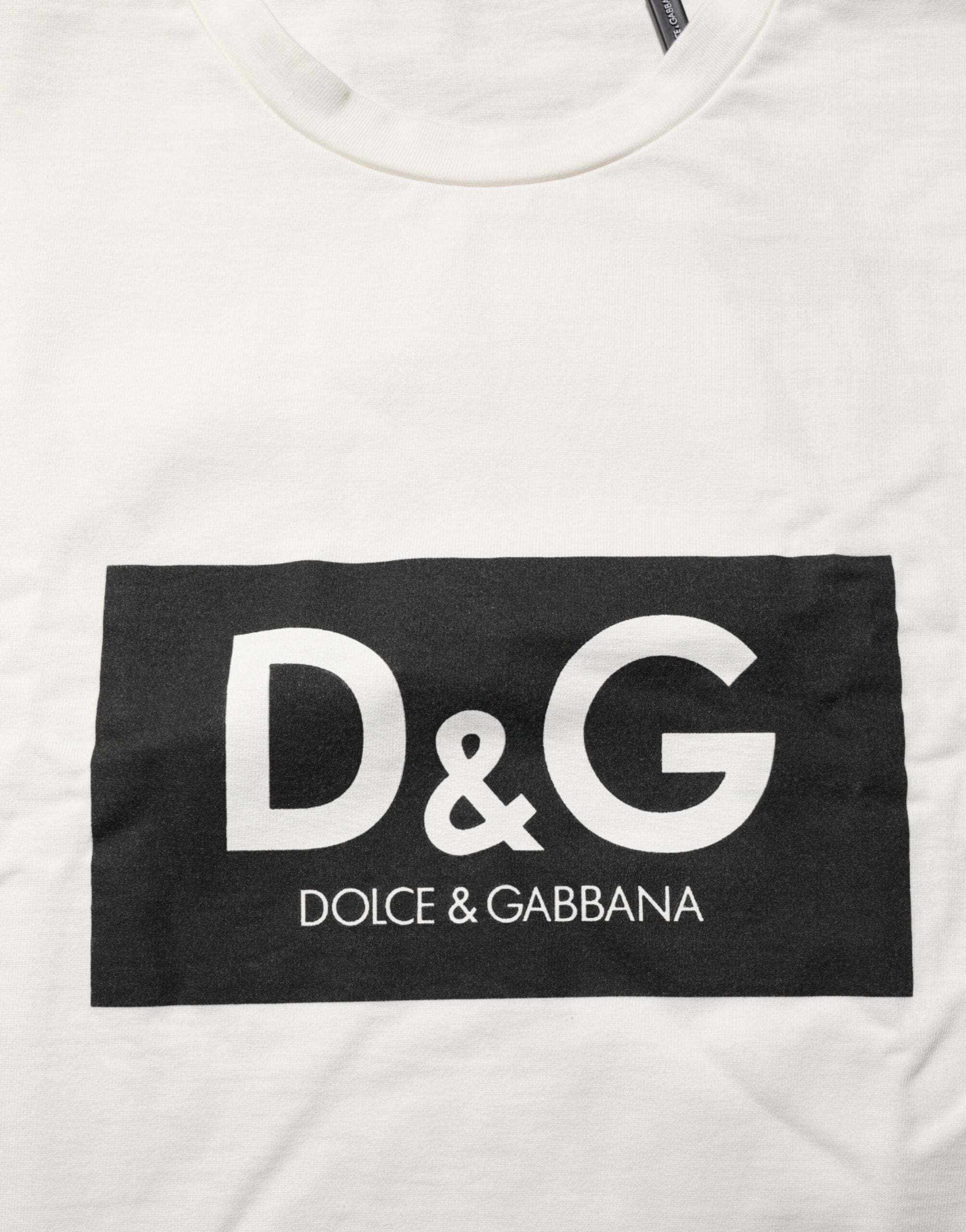 Dolce & Gabbana White Logo Print Cotton Crew Neck Men T-shirt -   -  Dolce & Gabbana.