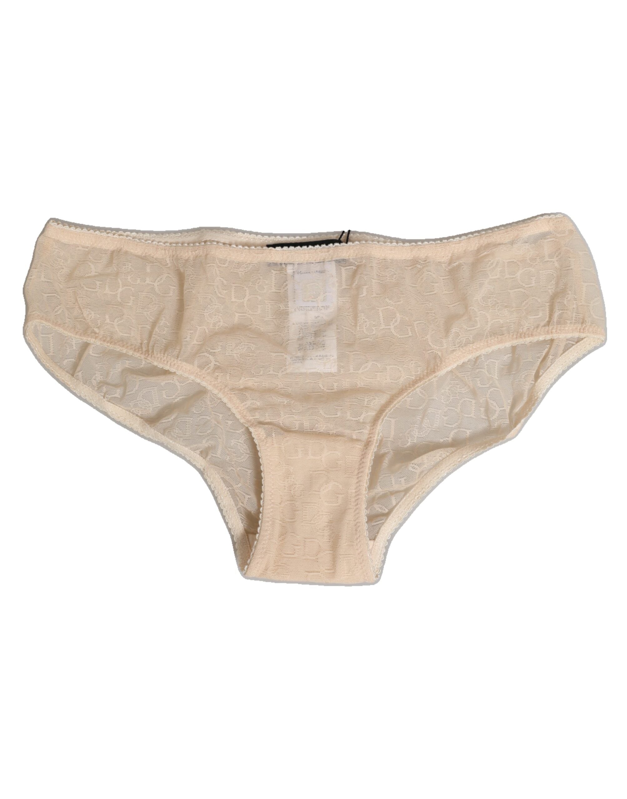 Dolce & Gabbana Beige DG Logo Lace Mid Waist Panty Underwear -   -  Dolce & Gabbana.