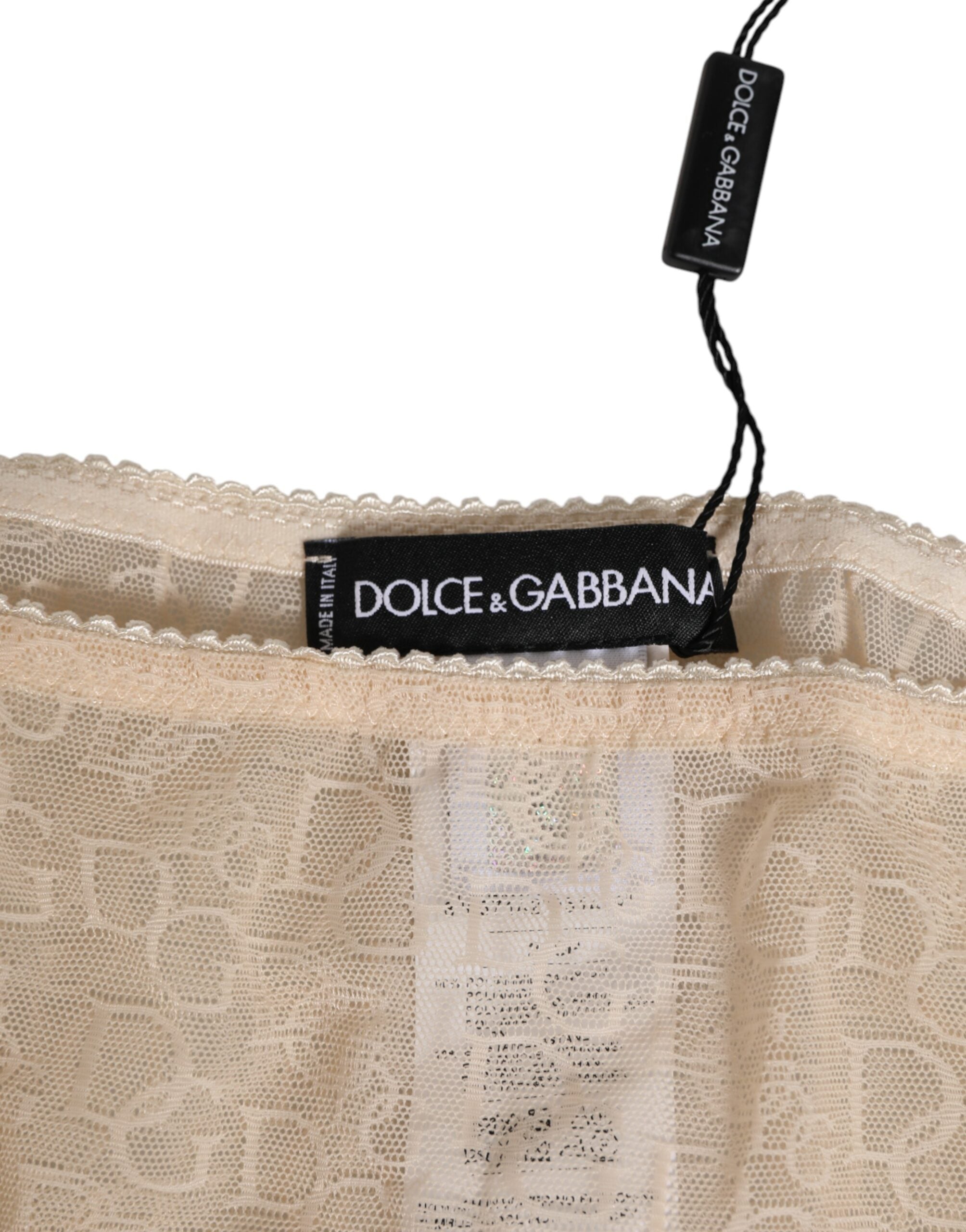 Dolce & Gabbana Beige DG Logo Lace Mid Waist Panty Underwear -   -  Dolce & Gabbana.
