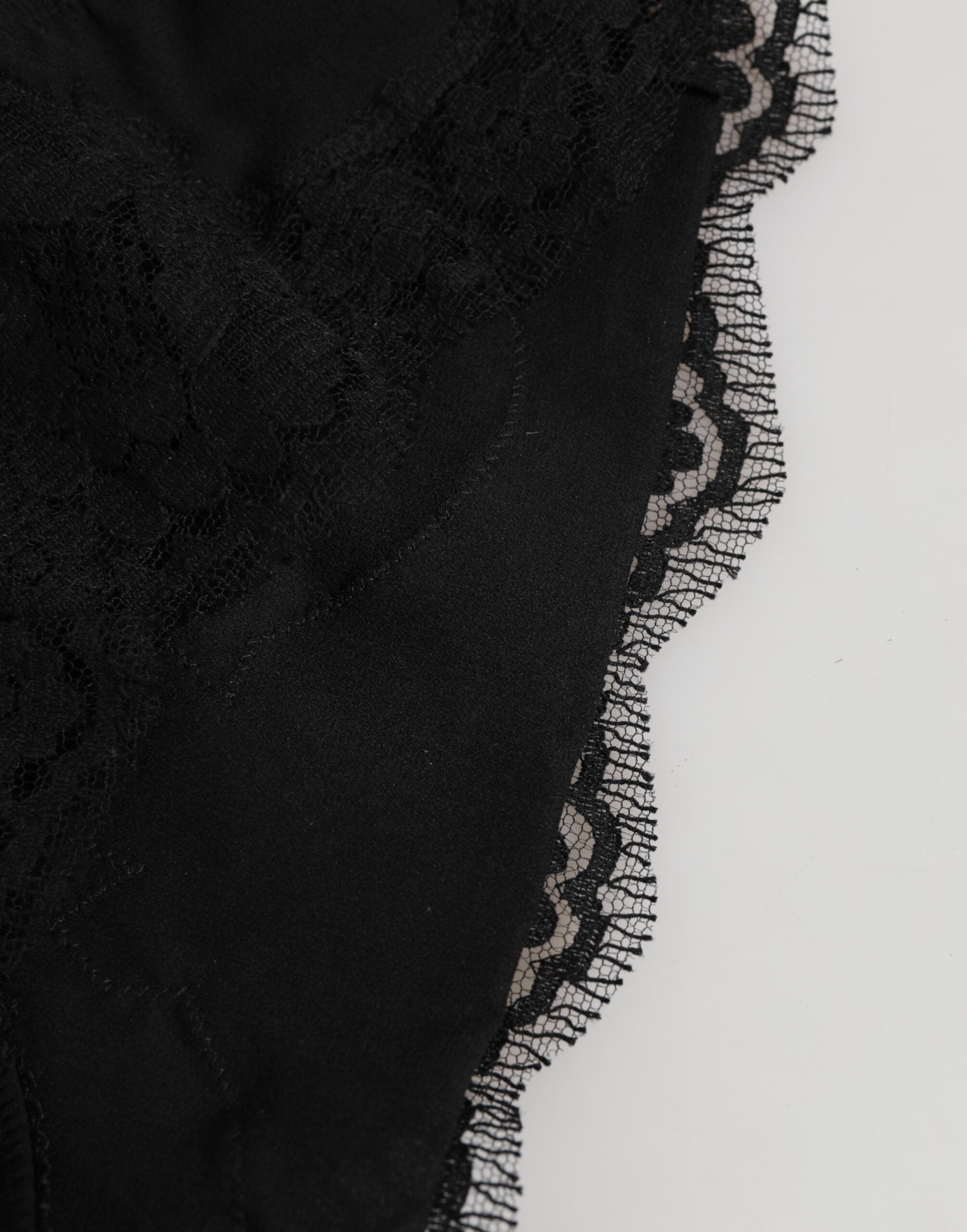 Dolce & Gabbana Black Silk Satin Floral Lace Panty Brief Underwear -   -  Dolce & Gabbana.