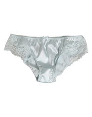 Dolce & Gabbana Gray Silk Satin Floral Lace Panty Brief Underwear -   -  Dolce & Gabbana.