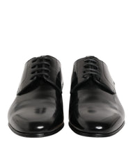 Dolce & Gabbana Black Calfskin Leather Derby Men Dress Shoes -   -  Dolce & Gabbana.
