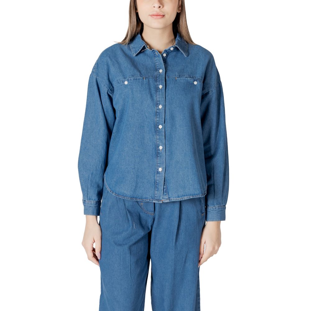 ICHI Blue Cotton Shirt -   -  ICHI.