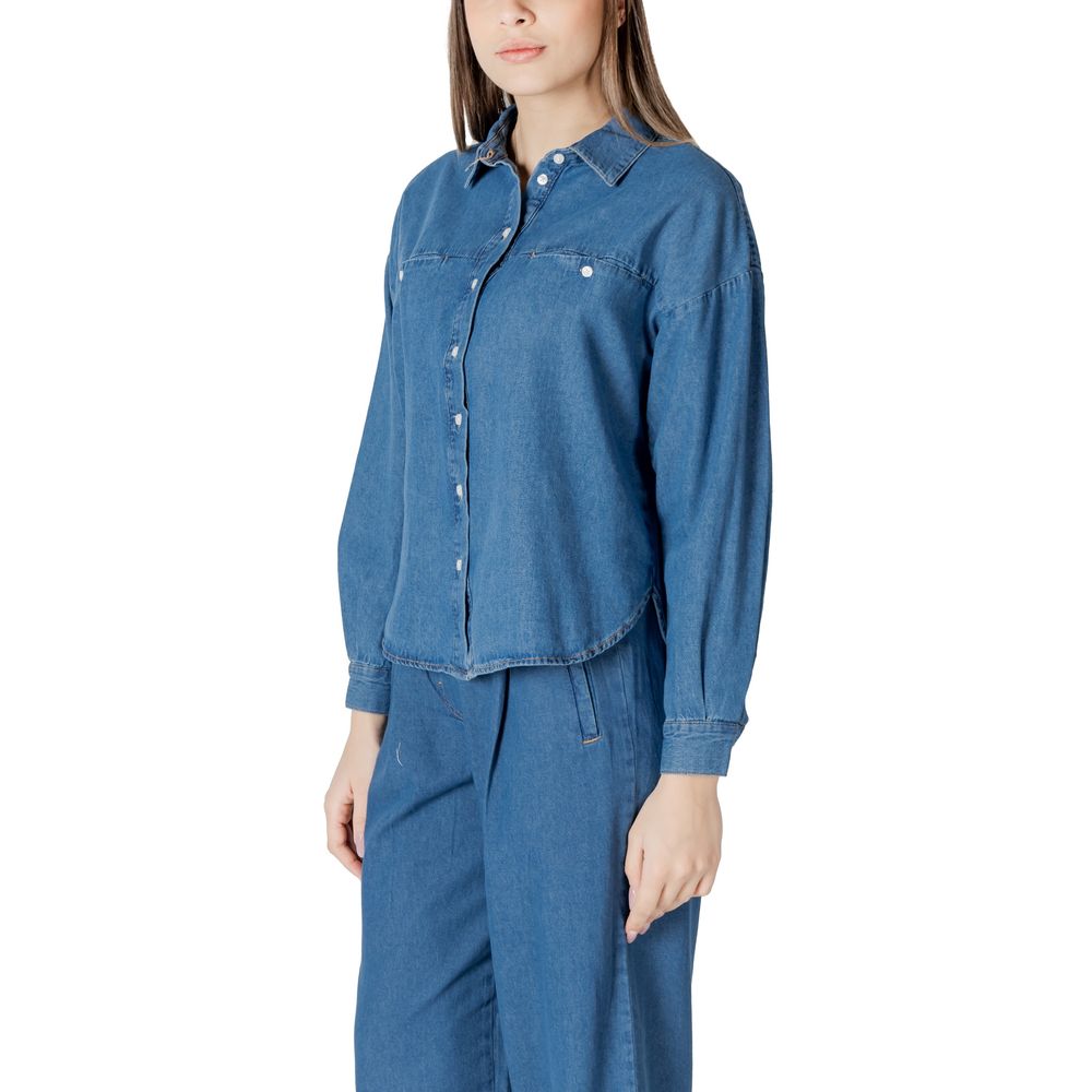 ICHI Blue Cotton Shirt -   -  ICHI.