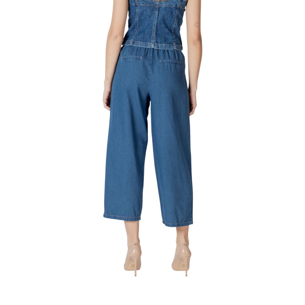 ICHI - Modern High-Rise Balloon Leg Cropped Jeans - Blue