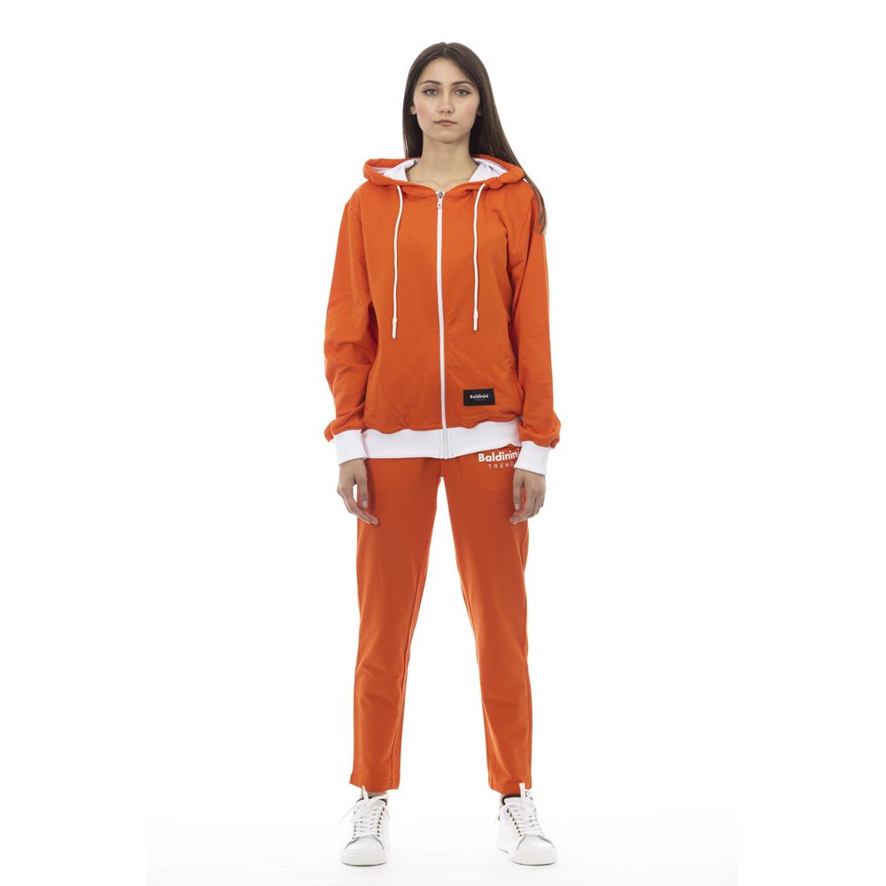 Baldinini Trend - Vibrant Orange Cotton Zip-Up Hoodie & Jogger Set - Orange
