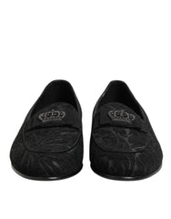 Dolce & Gabbana Black Brocade Crown Loafers Dress Shoes