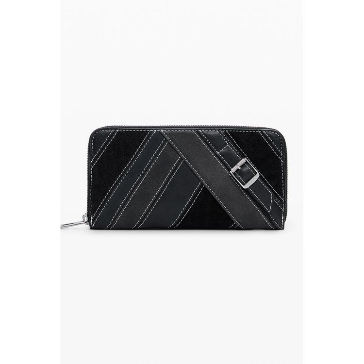 Desigual - Sleek Polyethylene Zip Wallet with Buckle Detail - Black Desigual