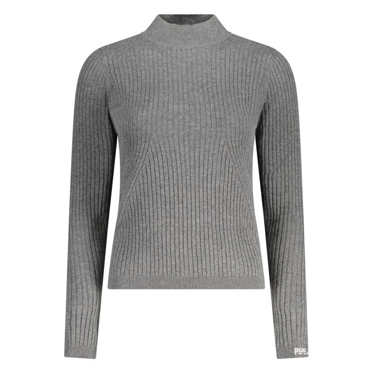 Pepe Jeans - Sophisticated High Neck Ribbed Knit Sweater - Grey Pepe Jeans
