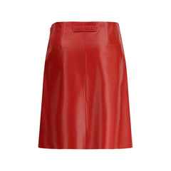 Miu Miu Red Lamb Leather Mini Skirt