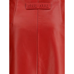 Miu Miu Red Lamb Leather Mini Skirt