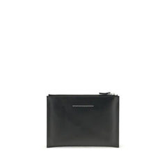 MM6 Black Calf Leather Bos Taurus Clutch Bag