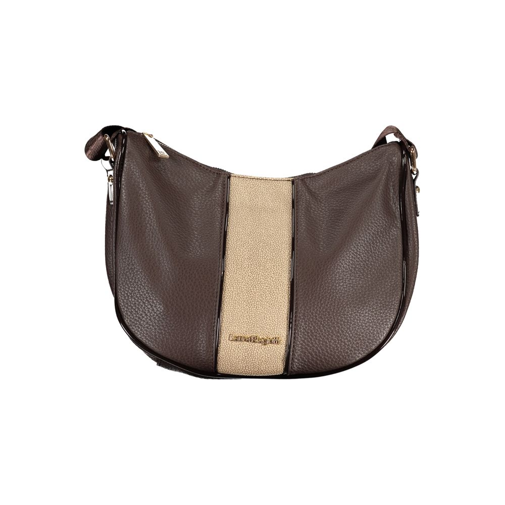 Laura Biagiotti - Sophisticated Textured PVC Shoulder Bag With Contrast Panel - Brown Laura Biagiotti