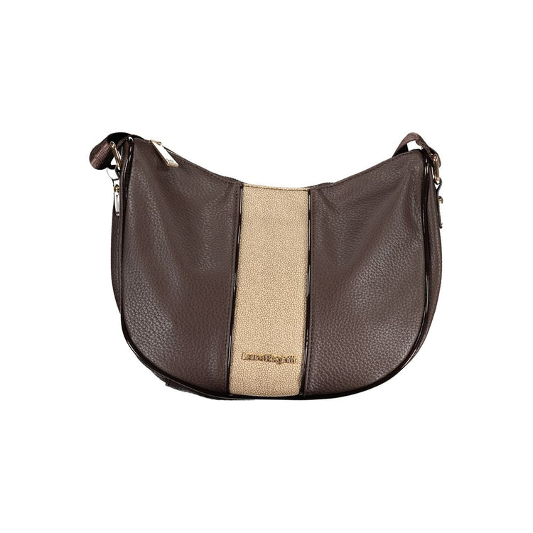 Laura Biagiotti - Sophisticated Textured PVC Shoulder Bag With Contrast Panel - Brown Laura Biagiotti