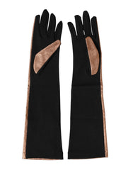 Brown Black Wool Elbow Length Mitten Men Gloves