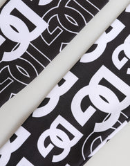 Black White DG Logo Elbow Length Mitten Gloves