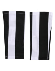 Black White Nylon Fingerless Wrist Length Gloves