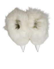 White Fur Pointed Knee High Stiletto Boots Shoes