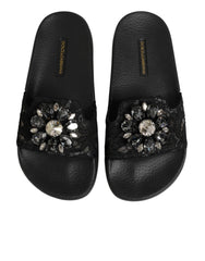 Black Devotion Matelassé Leather Slides Shoes