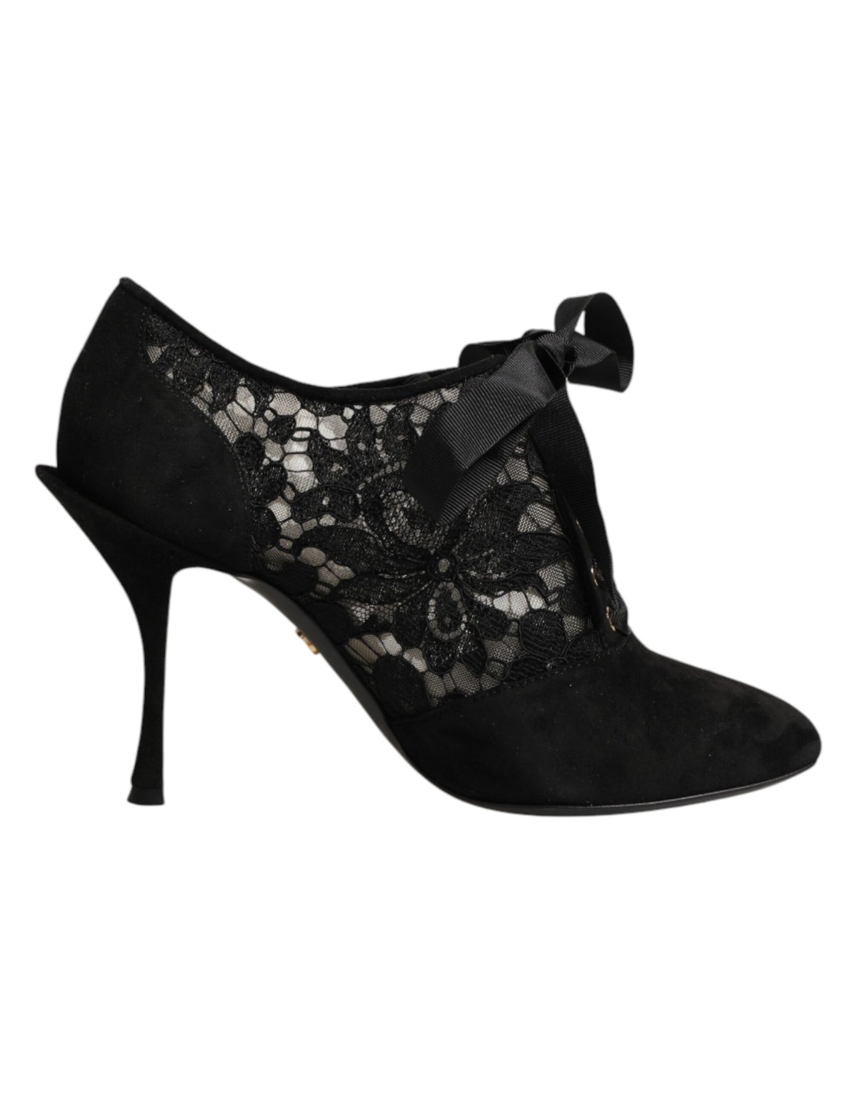 Black Floral High Heels LACE-UPS Pumps Shoes