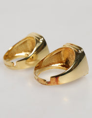 Gold-Tone Real Brass Black Enamel "DG" Adjustable Rings