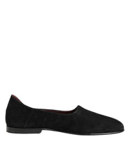 Black Leather Suede Slip On Loafers Dress Shoes