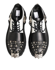 Black White Studded Men Formal Derby Shoes