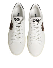 White Leather Heart Embellished Sneakers Shoes