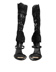 Black Floral Lace Heels SANDALS Shoes