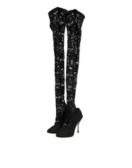 Black Taormina Lace Socks Pumps Boots Shoes