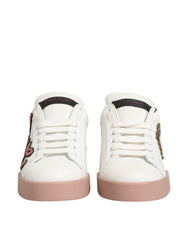 White Leather Sacred Heart Sneakers Shoes