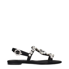 Dolce & Gabbana Black Satin Flat Sandals