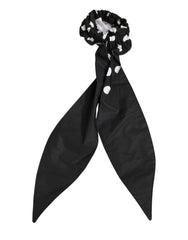 Black Cotton Polka Dot Scarf Tie Accessory Hair Scrunchie