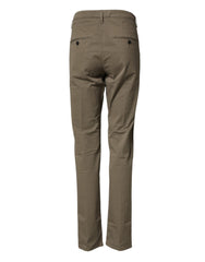 Beige Cotton Stretch Straight Chino Men Trouser Pants