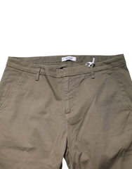 Beige Cotton Stretch Straight Chino Men Trouser Pants