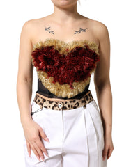 Black Gold Heart Bustier Corset Tinsel Top