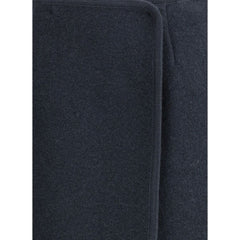 Blue Fleece Wool Midi Skirt