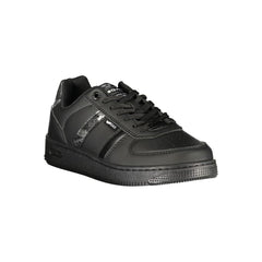 "Black Polyurethane Women's Sneaker"