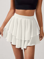 Chic Women's High Waist Double Ruffle Hem A-Line Mini Skirt for Spring & Summer -   -  Tiny Lux.