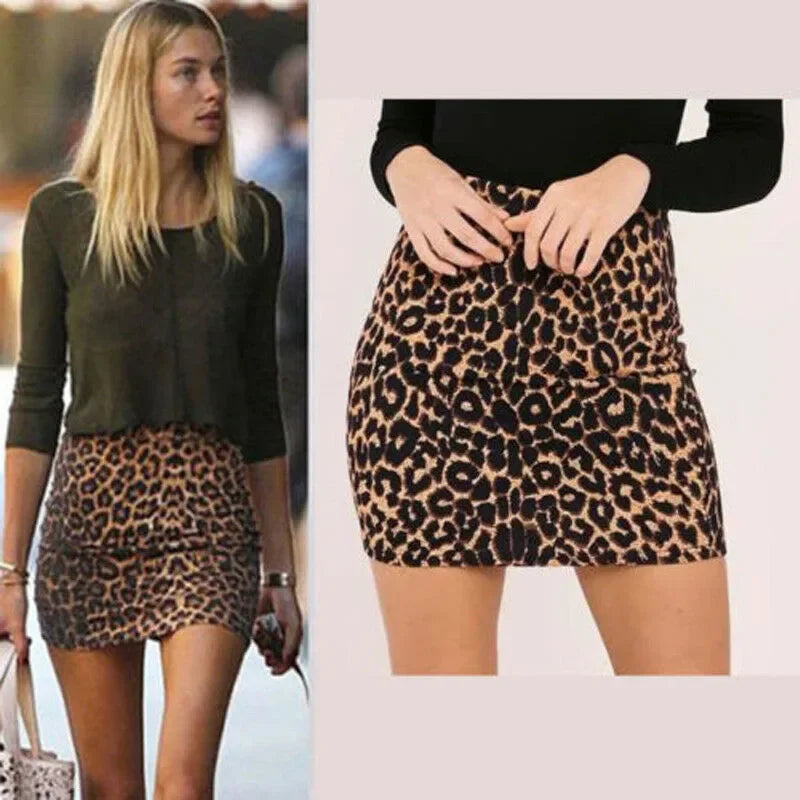 Sassy Leopard Print High Waist Bodycon Mini Skirt for Women -   -  Unbranded.