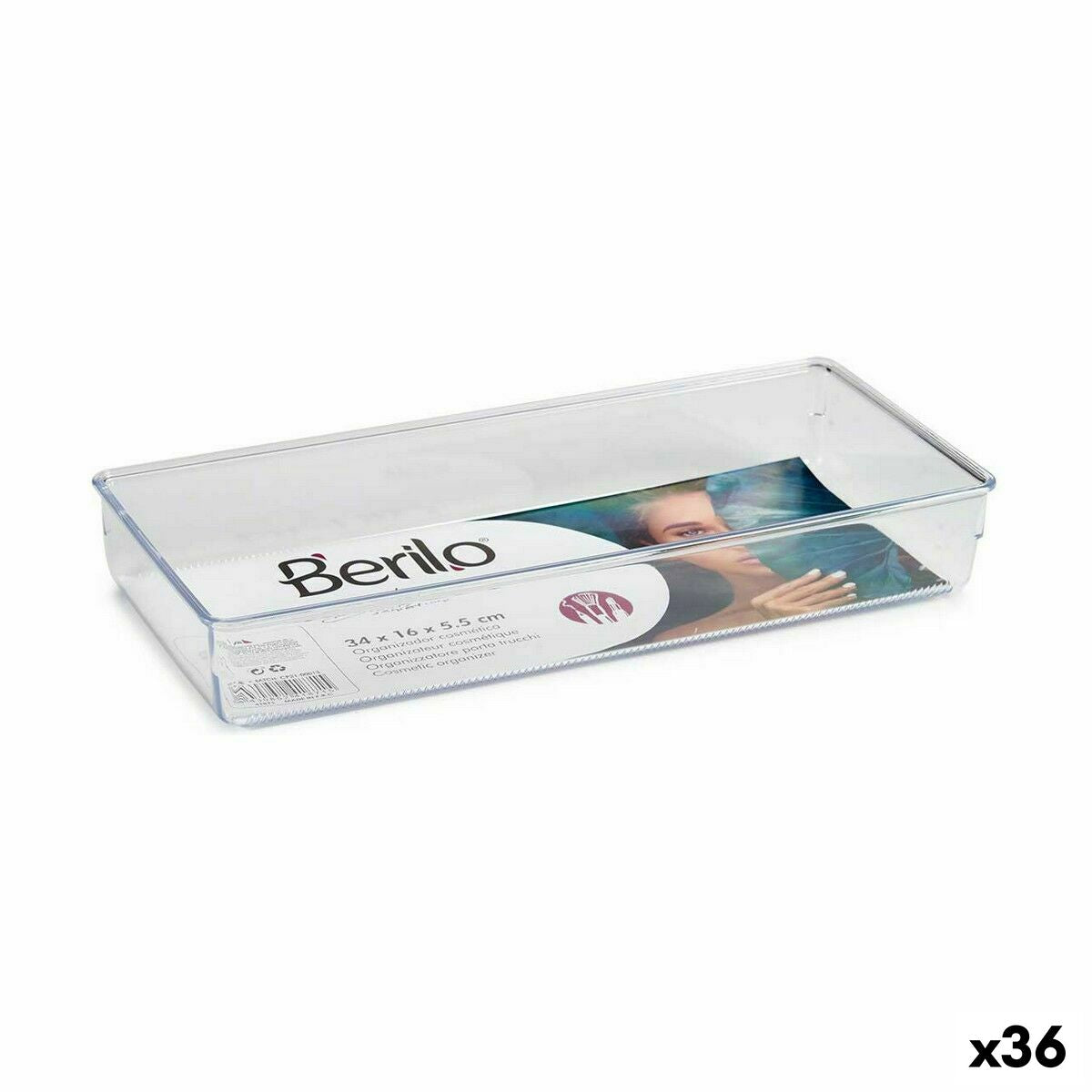 Multi-Purpose Organiser Berilo CH99113 CH99113 Transparent Plastic 15,5 x 5,5 x 34,5 cm 34,5 x 5,5 x 15,5 cm Multi-use (36 Units -  Home and cooking, Bath -  Berilo.