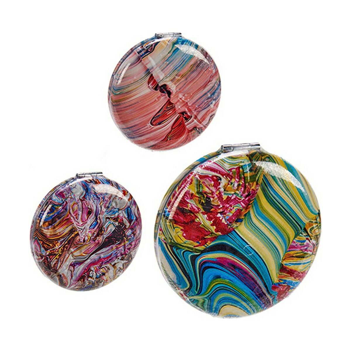 Pocket Mirror Crystal Plastic 8 x 2,4 x 8 cm (12 Units) -  Beauty, Utensils and accessories -  BigBuy Home.