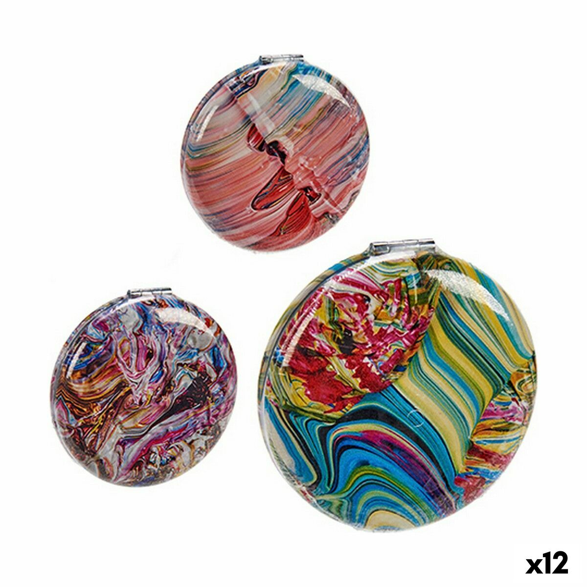Pocket Mirror Crystal Plastic 8 x 2,4 x 8 cm (12 Units) -  Beauty, Utensils and accessories -  BigBuy Home.