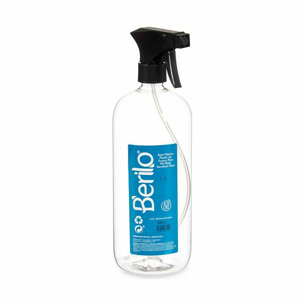 Atomiser Bottle Berilo SE1325 SE1325 Black Transparent Plastic 1 L (12 Units) -  Beauty, Hair care -  Berilo.