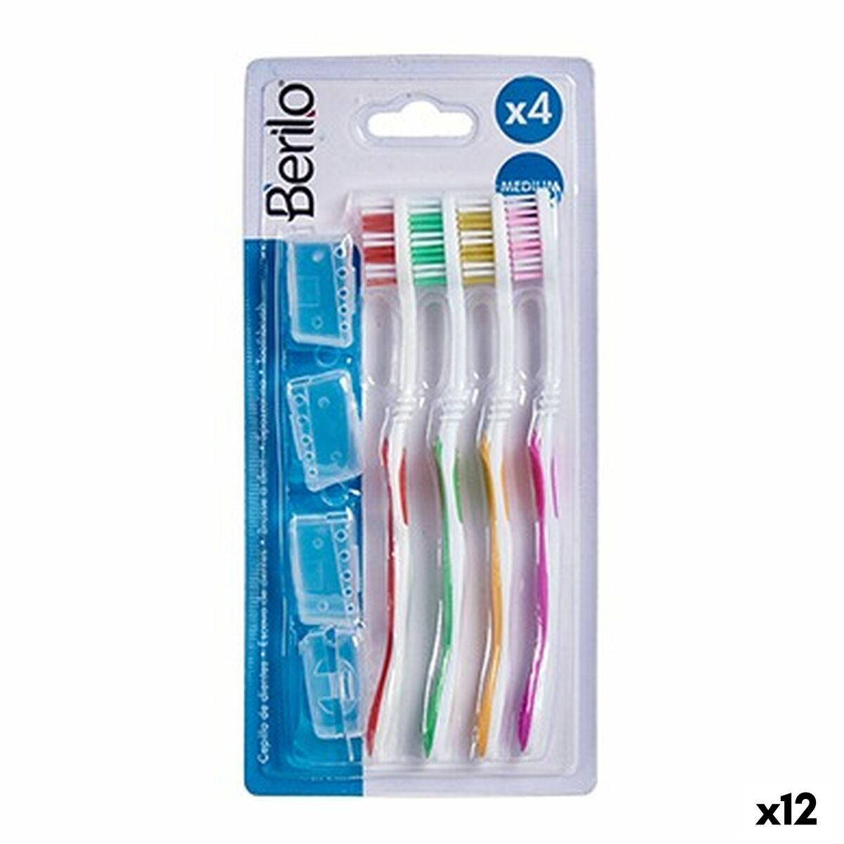Toothbrush Berilo AR1410003 AR1410003 Yellow Blue Red Green (12 Units) -  Health and personal care, Oral care -  Berilo.