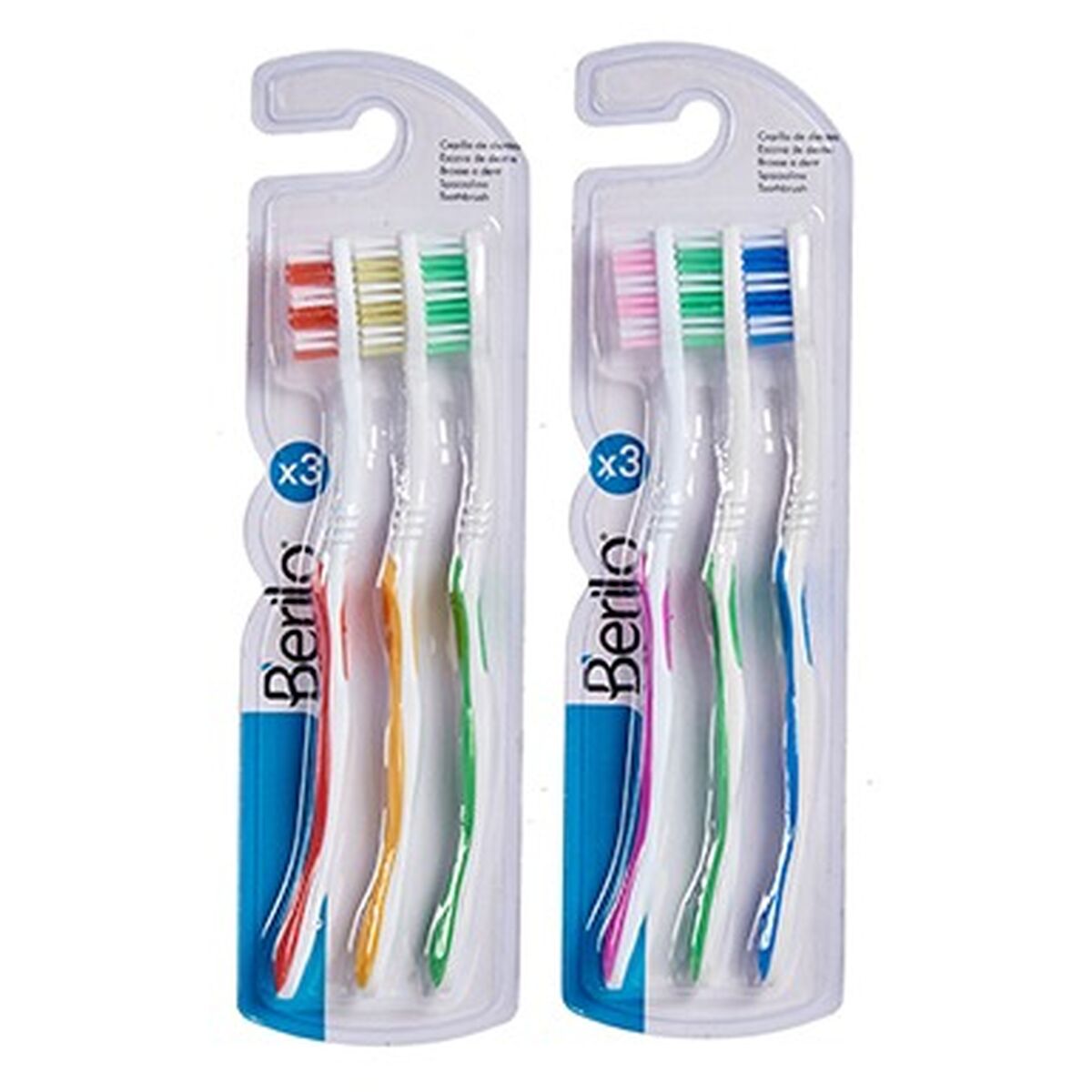Toothbrush Berilo 29100288 29100288 Yellow Blue Red Green (12 Units) -  Health and personal care, Oral care -  Berilo.