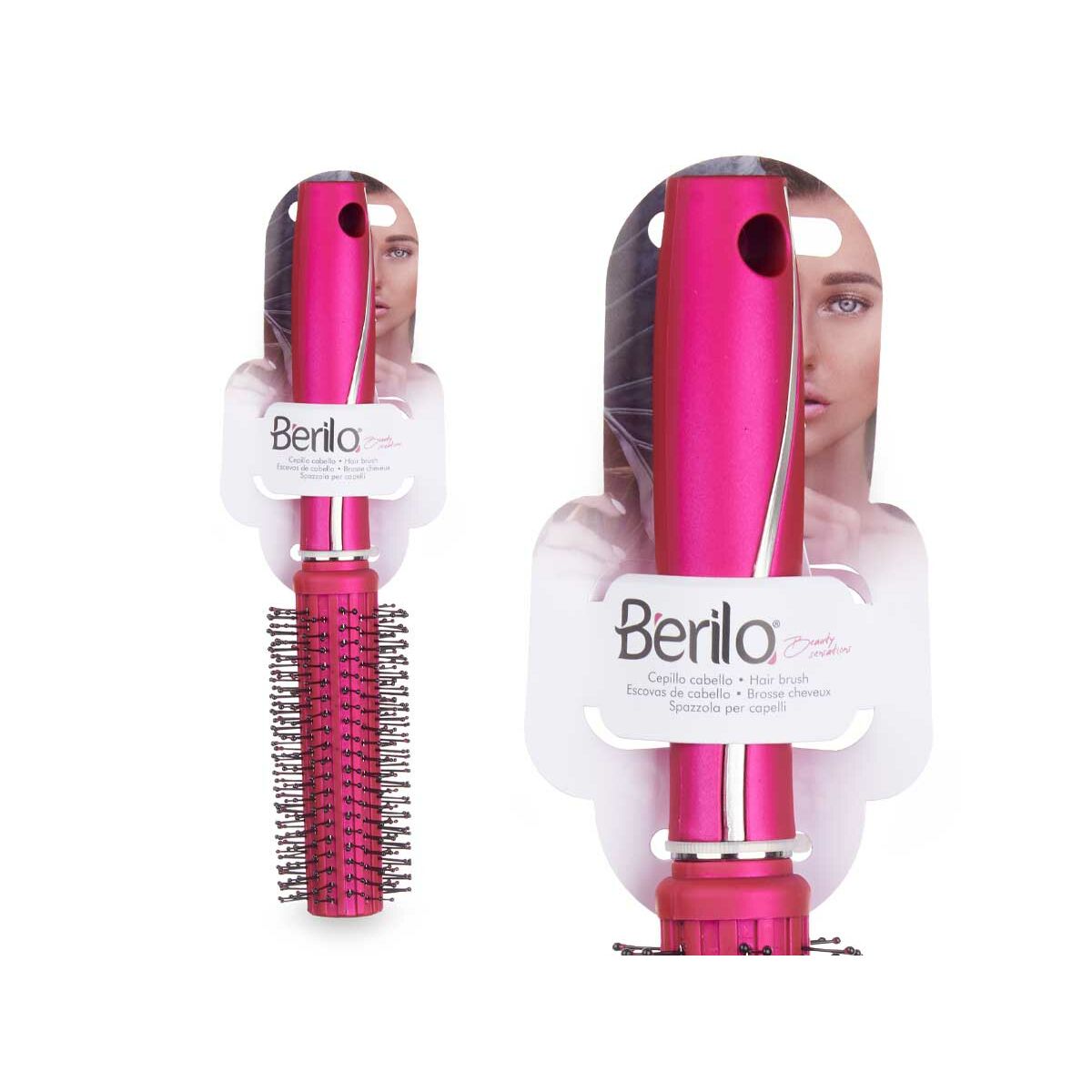 Round Brush Berilo 354 354 Fuchsia Silicone Plastic (12 Units) -  Beauty, Hair care -  Berilo.