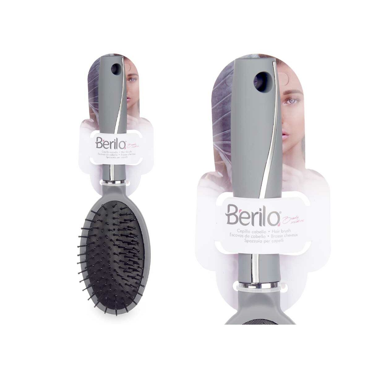 Brush Berilo 348 348 Grey Silicone Plastic (12 Units) -  Beauty, Hair care -  Berilo.