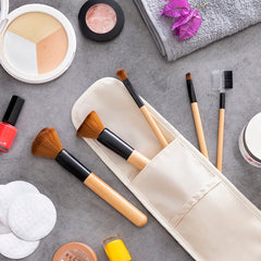 Set of Wooden Make-up Brushes with Carry Case Miset InnovaGoods 5 Units -  Beauty, Utensils and accessories -  InnovaGoods.