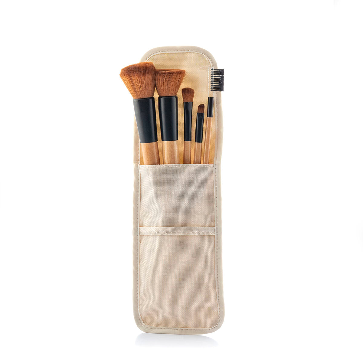 Set of Wooden Make-up Brushes with Carry Case Miset InnovaGoods 5 Units -  Beauty, Utensils and accessories -  InnovaGoods.